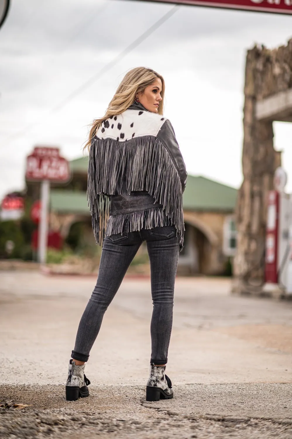STS Ranchwear Womens Frontier Blackstone/Cowhide Leather Leather Jacket Everyday Fashion