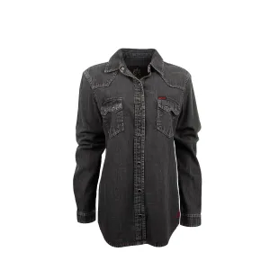 STS Ranchwear Womens Jhett Black Denim 100% Cotton L/S Shirt Quality Material STS Ranchwear Womens Jhett Black Denim 100% Cotton L/S Shirt All Purpose Weave Design