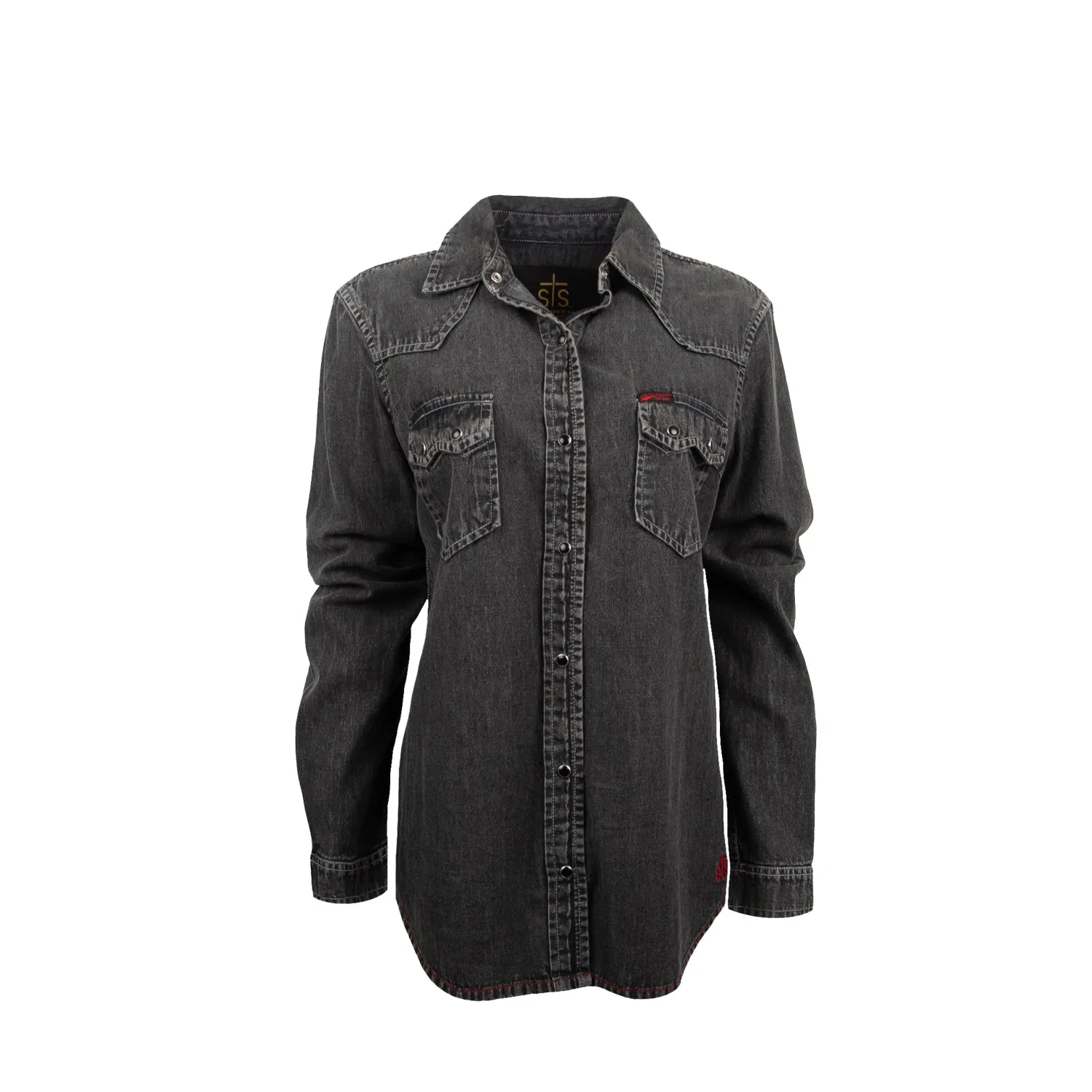 STS Ranchwear Womens Jhett Black Denim 100% Cotton L/S Shirt All Purpose Weave Design