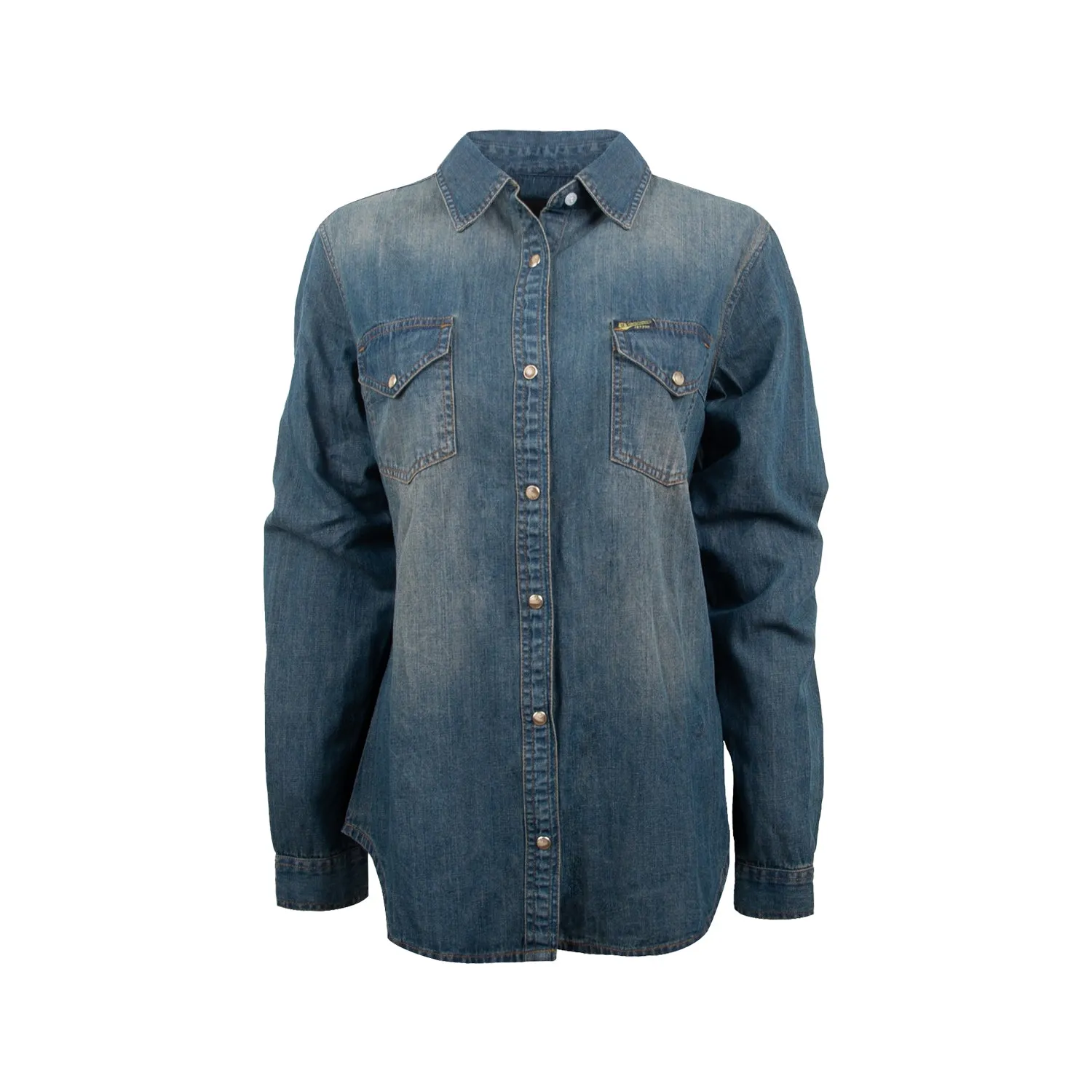STS Ranchwear Womens Parker Denim 100% Cotton L/S Shirt L Lightweight Fabric