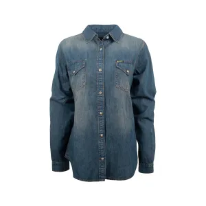 STS Ranchwear Womens Parker Denim 100% Cotton L/S Shirt L Adjustable Collar Stay STS Ranchwear Womens Parker Denim 100% Cotton L/S Shirt L Lightweight Fabric