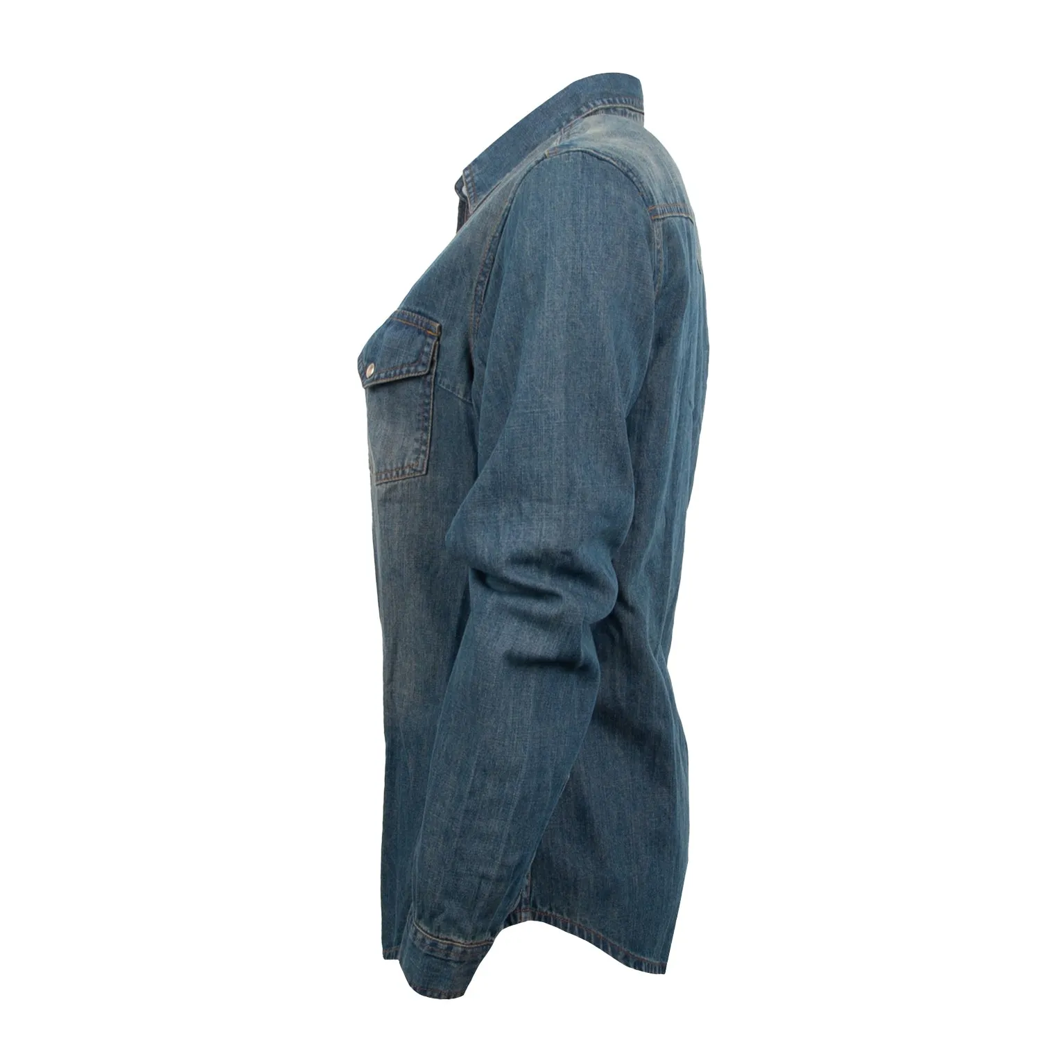 STS Ranchwear Womens Parker Denim 100% Cotton L/S Shirt Solid Hue Casual Sophistication