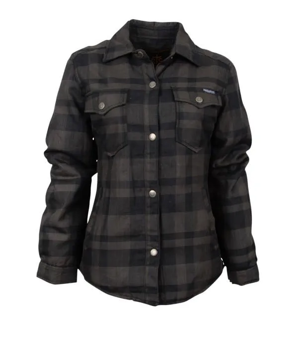STS Ranchwear Womens Trapper Shirt Gray/Navy Plaid 100% Polyester Cotton Jacket Go Anywhere Look