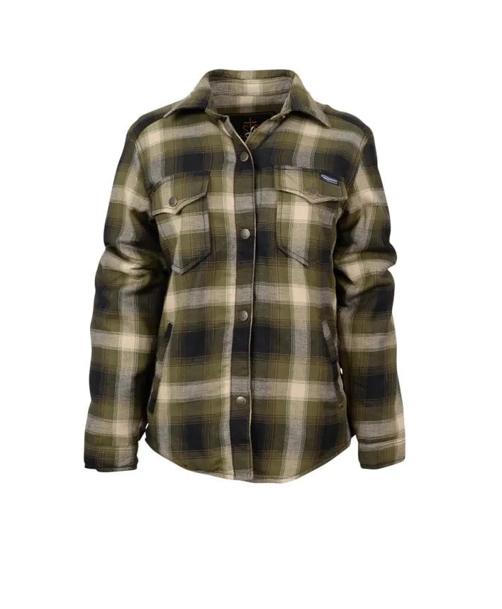 Rainy Day Winter Warmth Autumn Days Contemporary Waistband STS Ranchwear Womens Trapper Shirt Green/Navy Plaid 100% Polyester Cotton Jacket