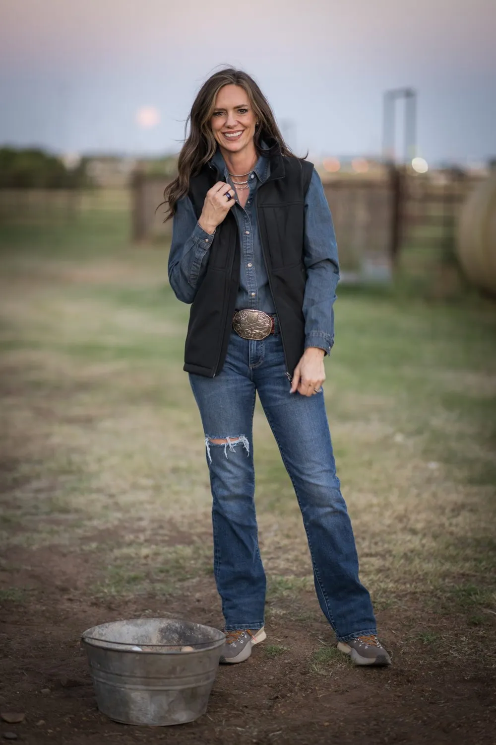 Fade Resistant Wash Rugged Construction STS Ranchwear Womens Weston Vest Black Poly/Spandex Fleece Vest