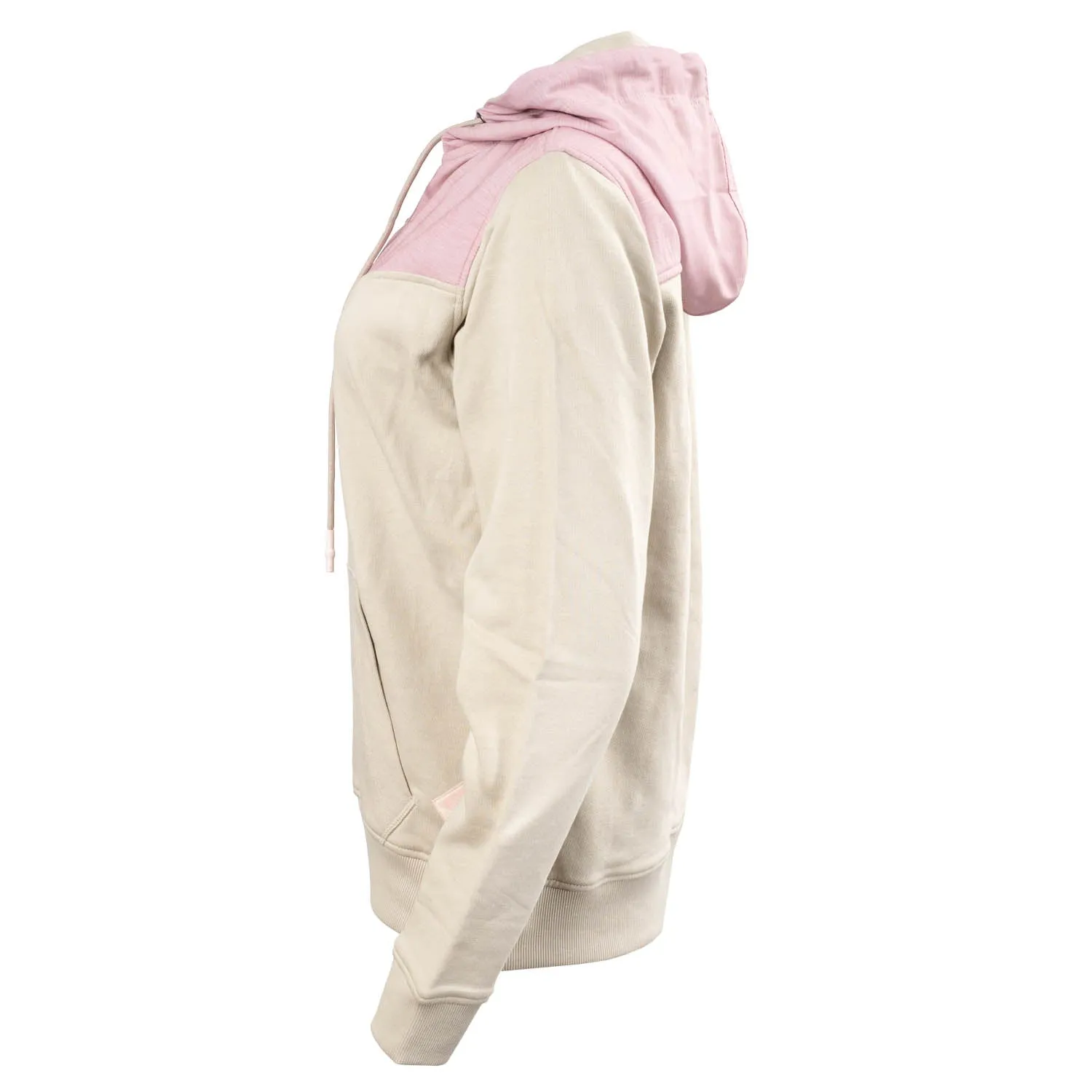 STS Ranchwear Womens Whit Pink/Oatmeal 100% Cotton Hoodie Subtle design Casual Chic