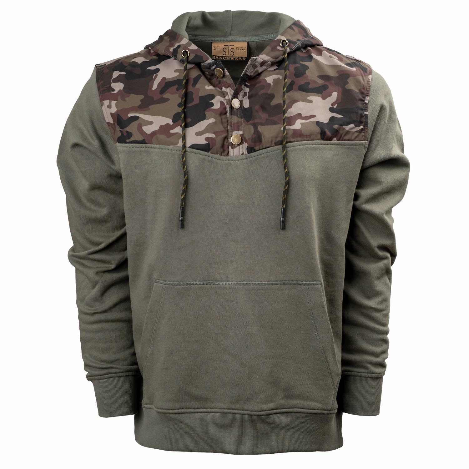 Active Lifestyle STS Ranchwear Mens Whit Camo/Charcoal 100% Cotton Pullover