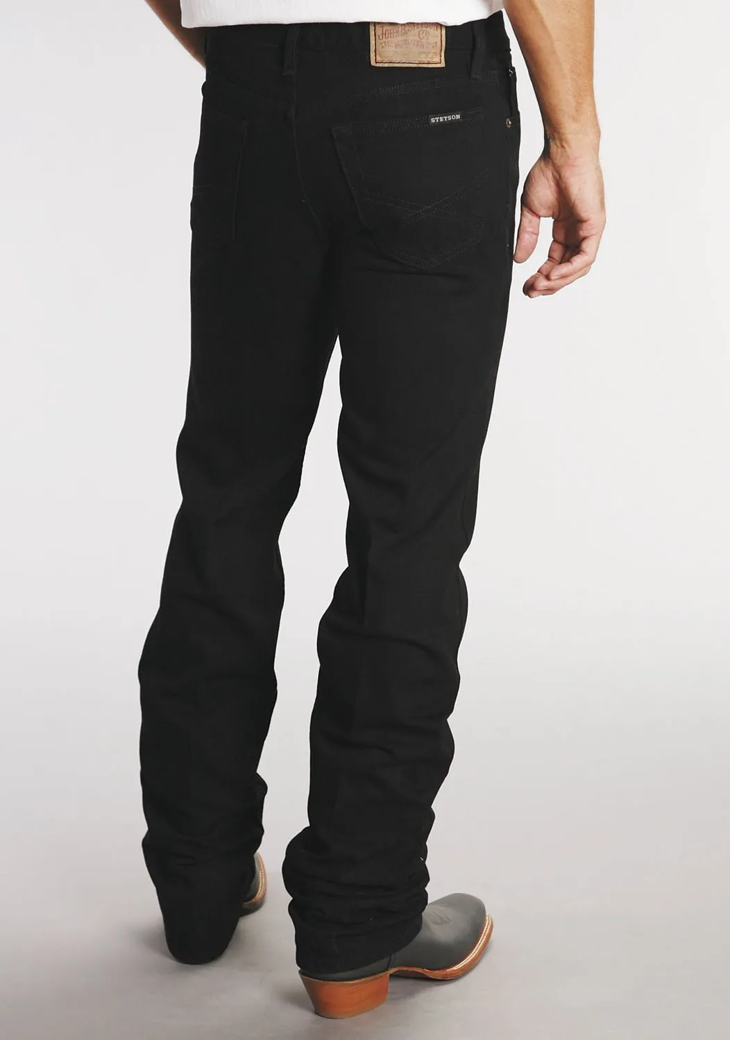 Stetson Mens Black 100% Cotton 1120 Slim Fit Jeans Classic Gym Ready Simple Attire