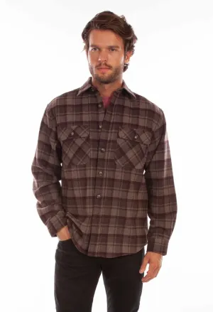 Stylish Basics Scully Mens Chocolate/Port Wool Blend Flannel Plaid L/S Shirt Scully Mens Chocolate/Port Wool Blend Flannel Plaid L/S Shirt Geometric Design