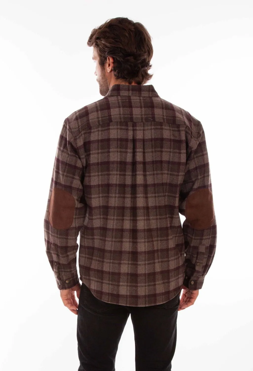 Scully Mens Chocolate/Port Wool Blend Flannel Plaid L/S Shirt High-Quality Material