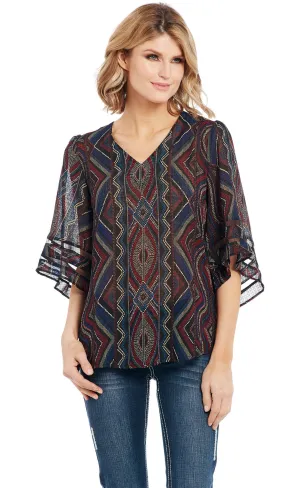 Stylish Choice Cowgirl Up Womens Multi-Color Polyester Geometric V-Neck Tunic S/S color block Cowgirl Up Womens Multi-Color Polyester Geometric V-Neck Tunic S/S
