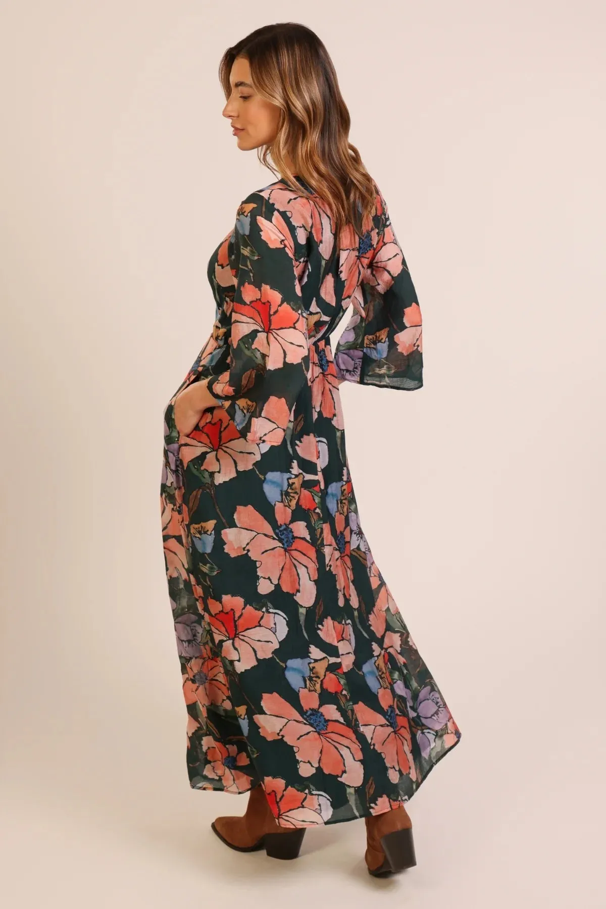 Slow Motion Millie Dress in Green Raglan-Sleeve