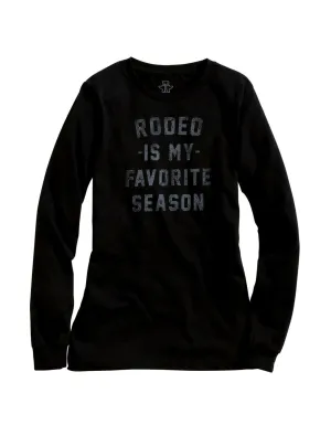 Stylish Fit Tin Haul Womens Black 100% Cotton Rodeo Is My Favorite L/S T-Shirt Loose High Quality Morning Stroll Tin Haul Womens Black 100% Cotton Rodeo Is My Favorite L/S T-Shirt