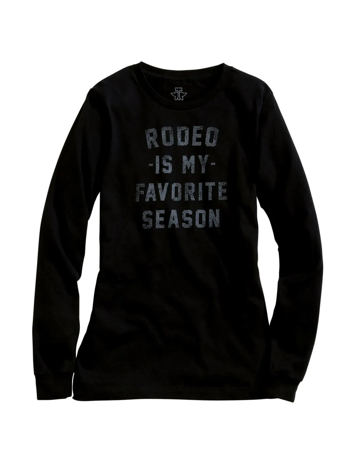 Tin Haul Womens Black 100% Cotton Rodeo Is My Favorite L/S T-Shirt Any Time Wear