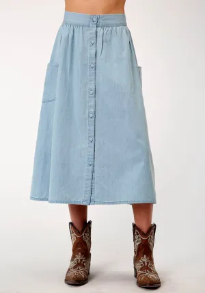 Stylish Spark Roper Womens Long Vintage Blue 100% Cotton Skirt Winter Warmth Professional Wear Roper Womens Long Vintage Blue 100% Cotton Skirt