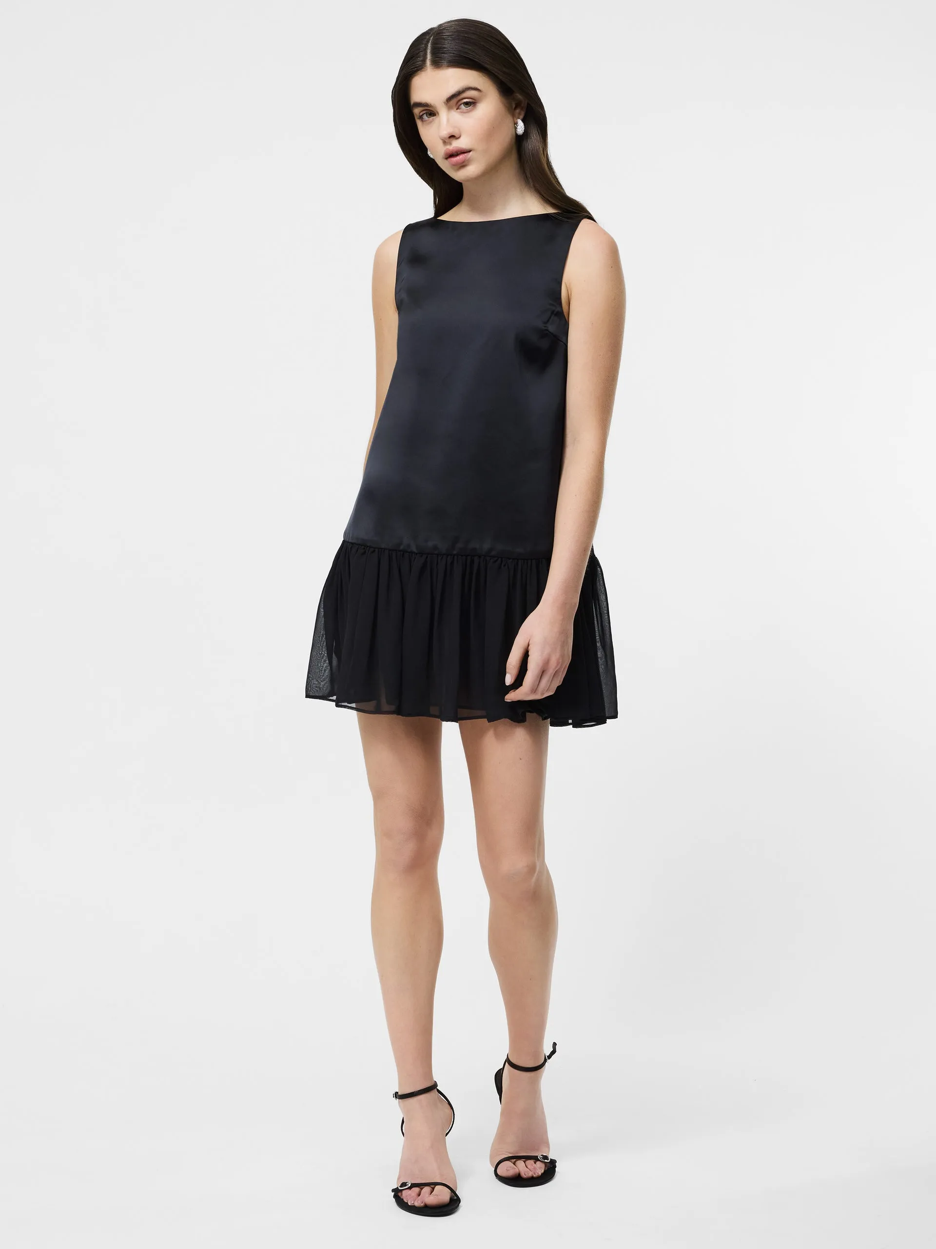MARINA SILKY PLEATED MINI DRESS Flowing Layers Natural Silhouette