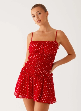 Stylish Appeal Cynlee Mini Dress - Red Polka Dot Cynlee Mini Dress - Red Polka Dot Stylish Cut
