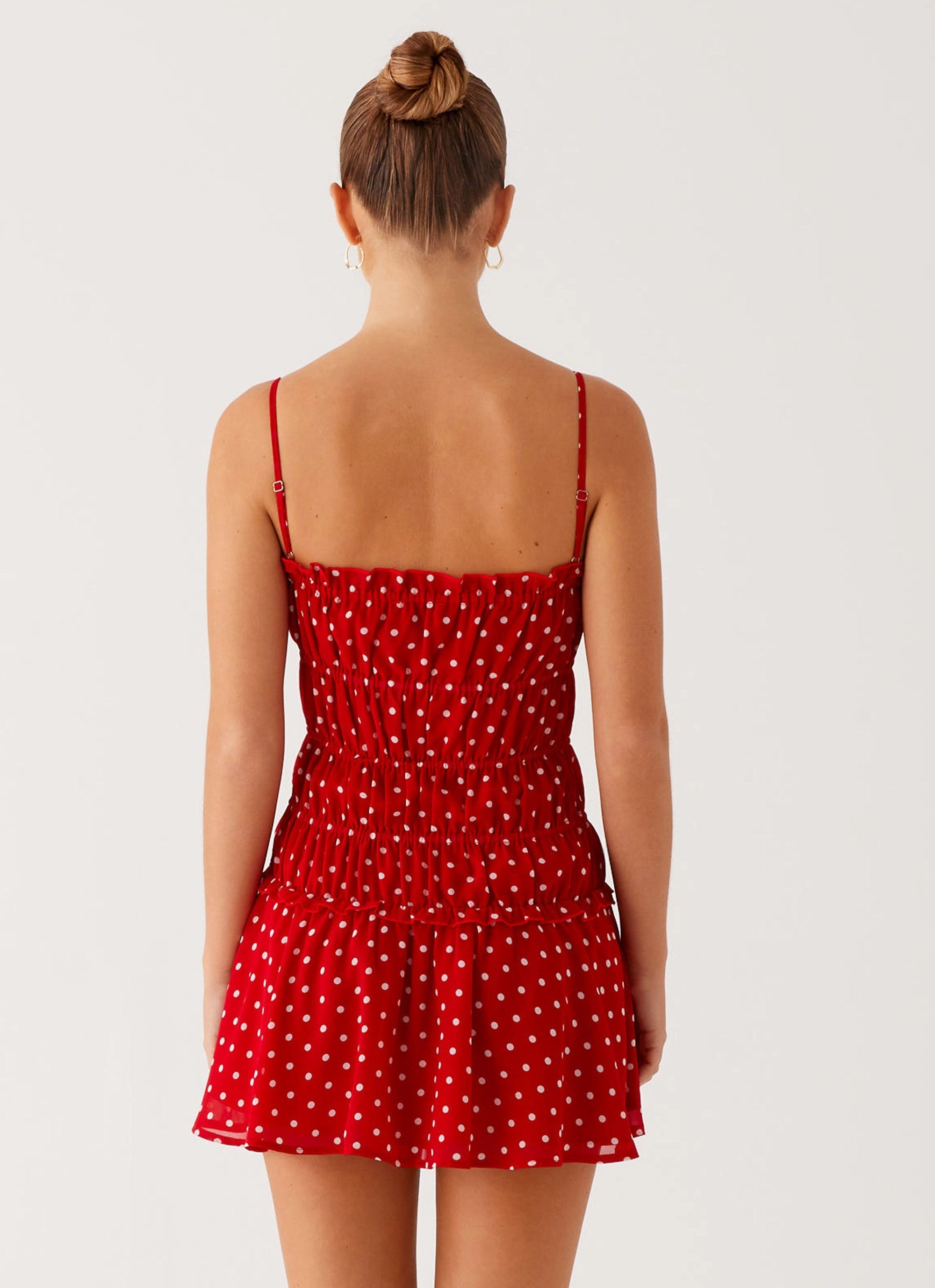 Lace Ease Cynlee Mini Dress - Red Polka Dot
