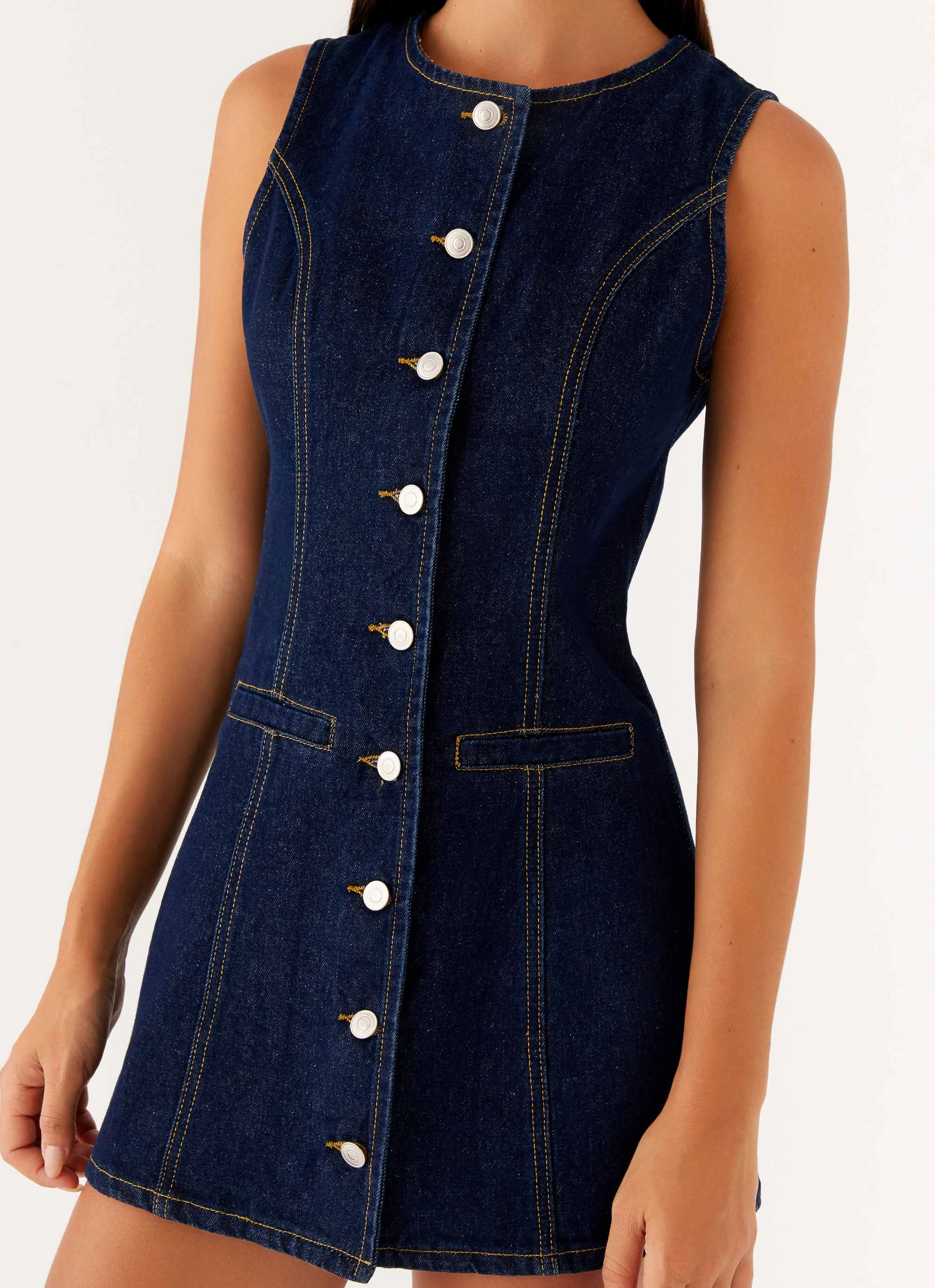 monochrome Long Lines Dolton Mini Dress - Indigo