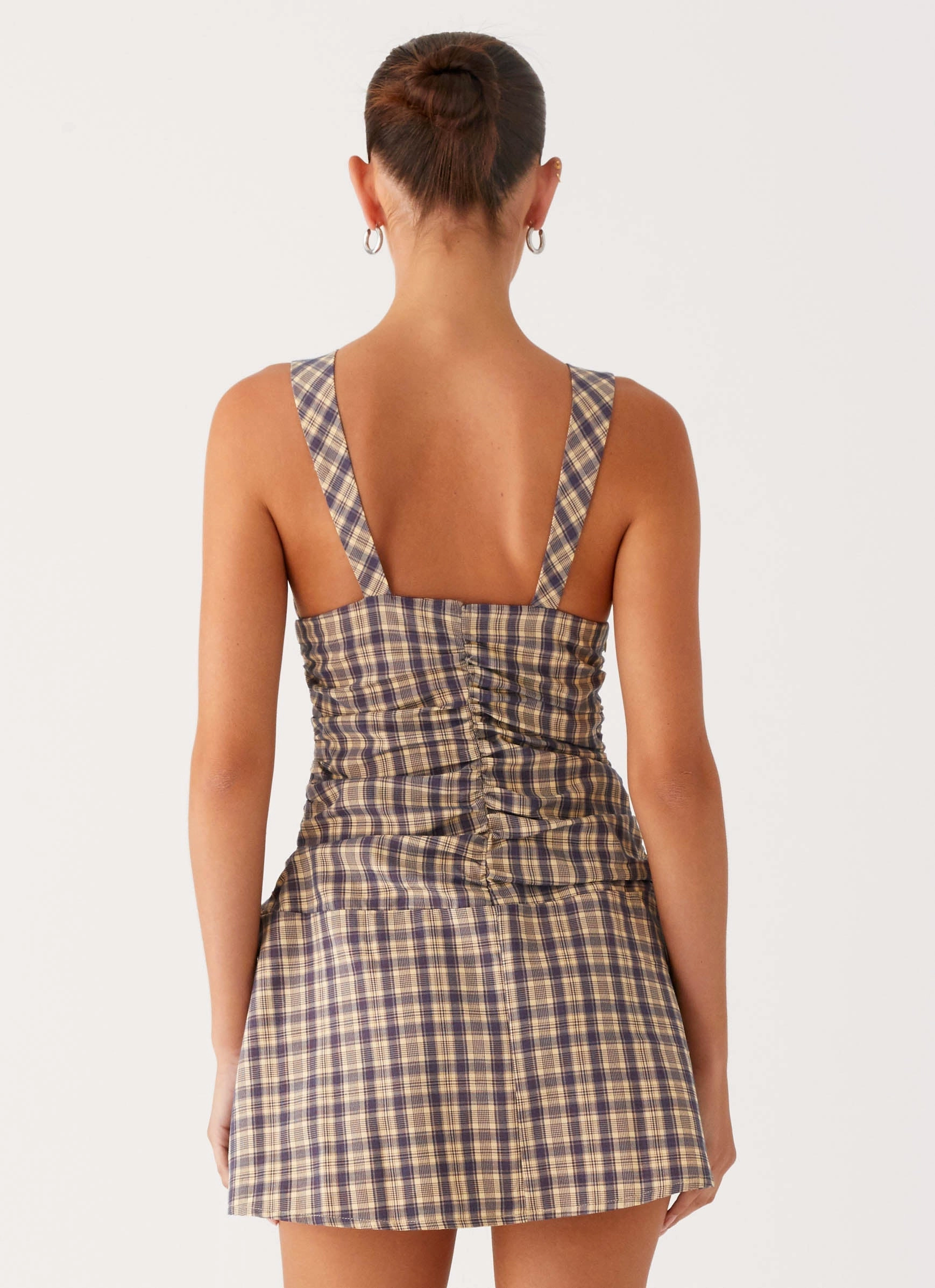 Perfect For Work Natural Light Tablo Drop Waist Mini Dress - Check Print