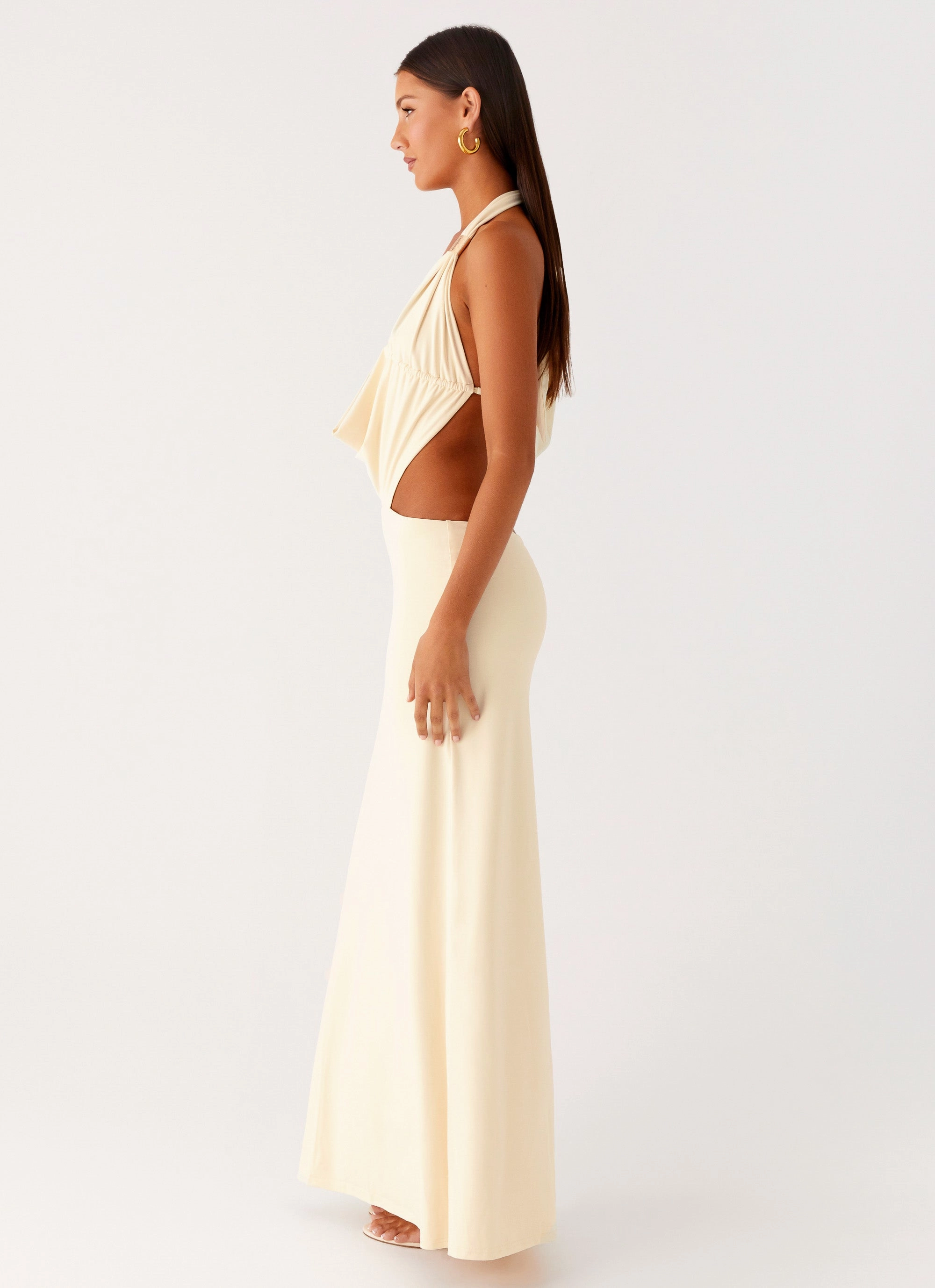 Smooth Vibes Soft Appearance Torina Halter Maxi Dress - Lemon