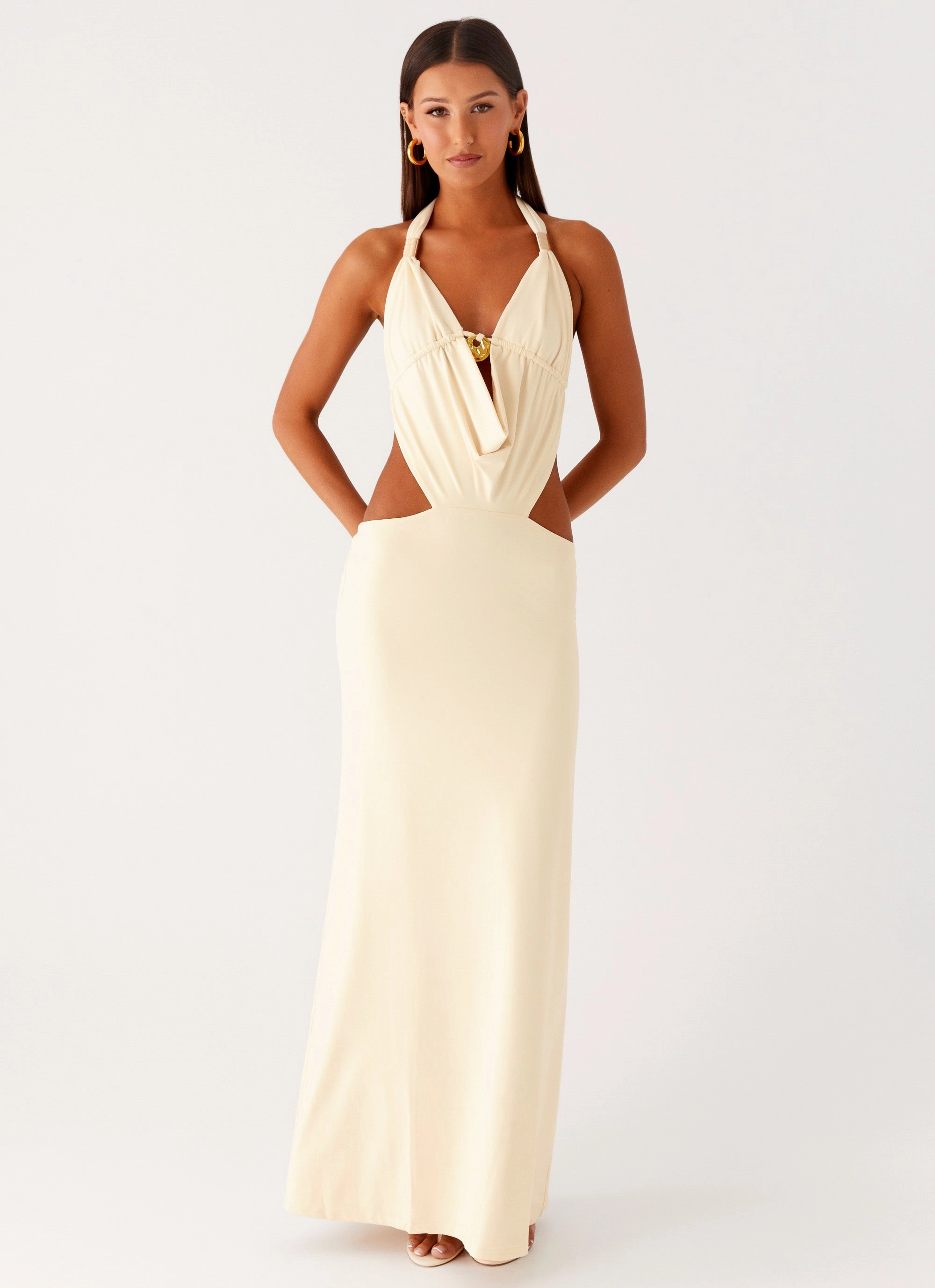 Urban Chic Torina Halter Maxi Dress - Lemon