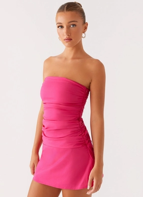 Stylish piece Terra Gathered Mini Dress - Fuchsia Terra Gathered Mini Dress - Fuchsia Work Option