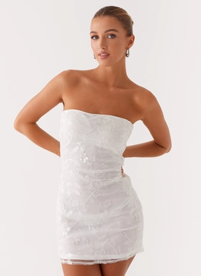 Stylish Wear Moorey Beaded Mini Dress - White Silver Moorey Beaded Mini Dress - White Silver Everyday Movement Petite-Size