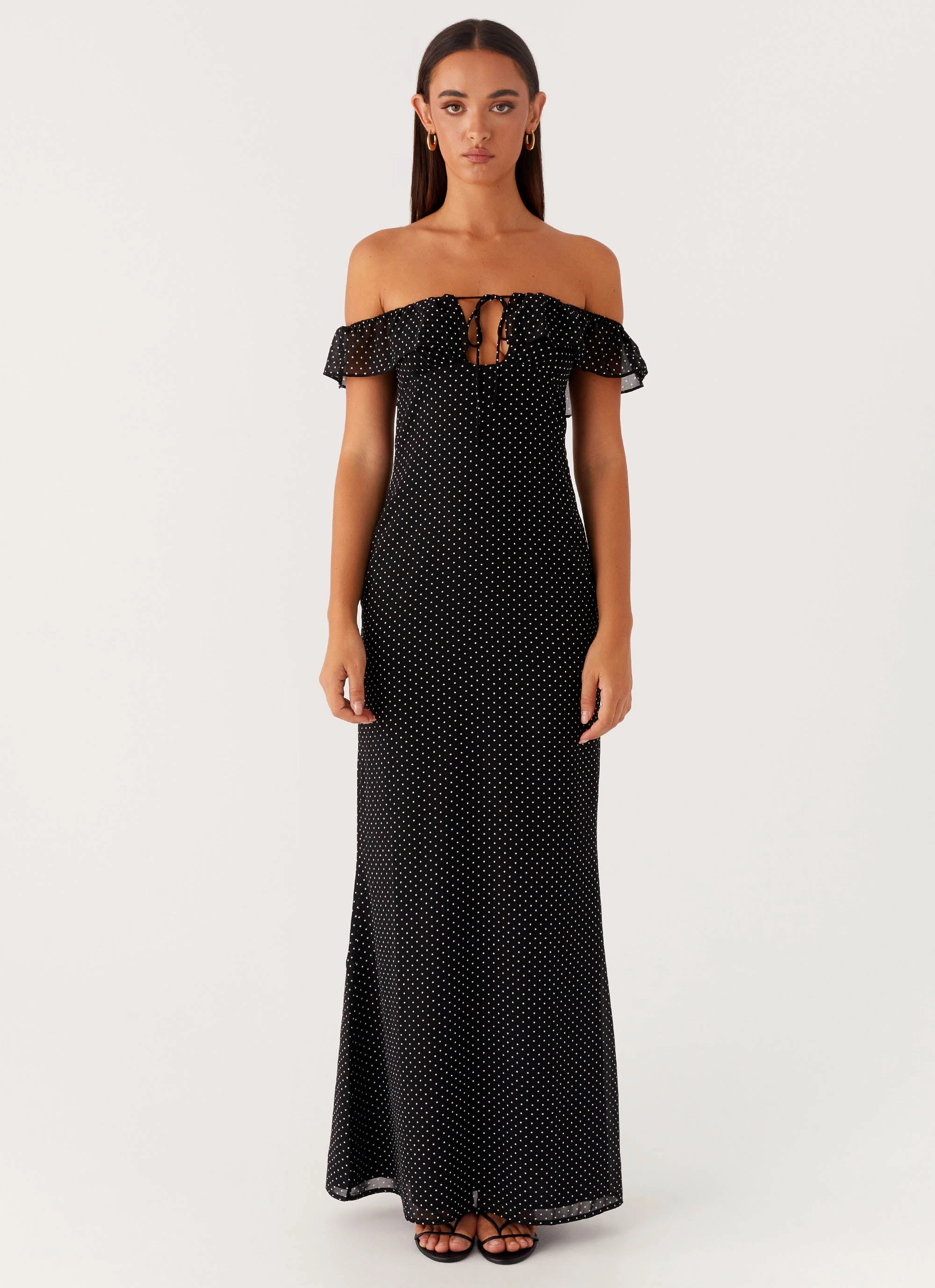 Smart Layer Scarlet Cherry Maxi Dress - Black Polka Dot