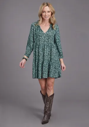 Subtle Finish Stetson Womens Lucky Littl Floral Green 100% Rayon S/S Dress Stetson Womens Lucky Littl Floral Green 100% Rayon S/S Dress Cool Classic Couple Look Smooth