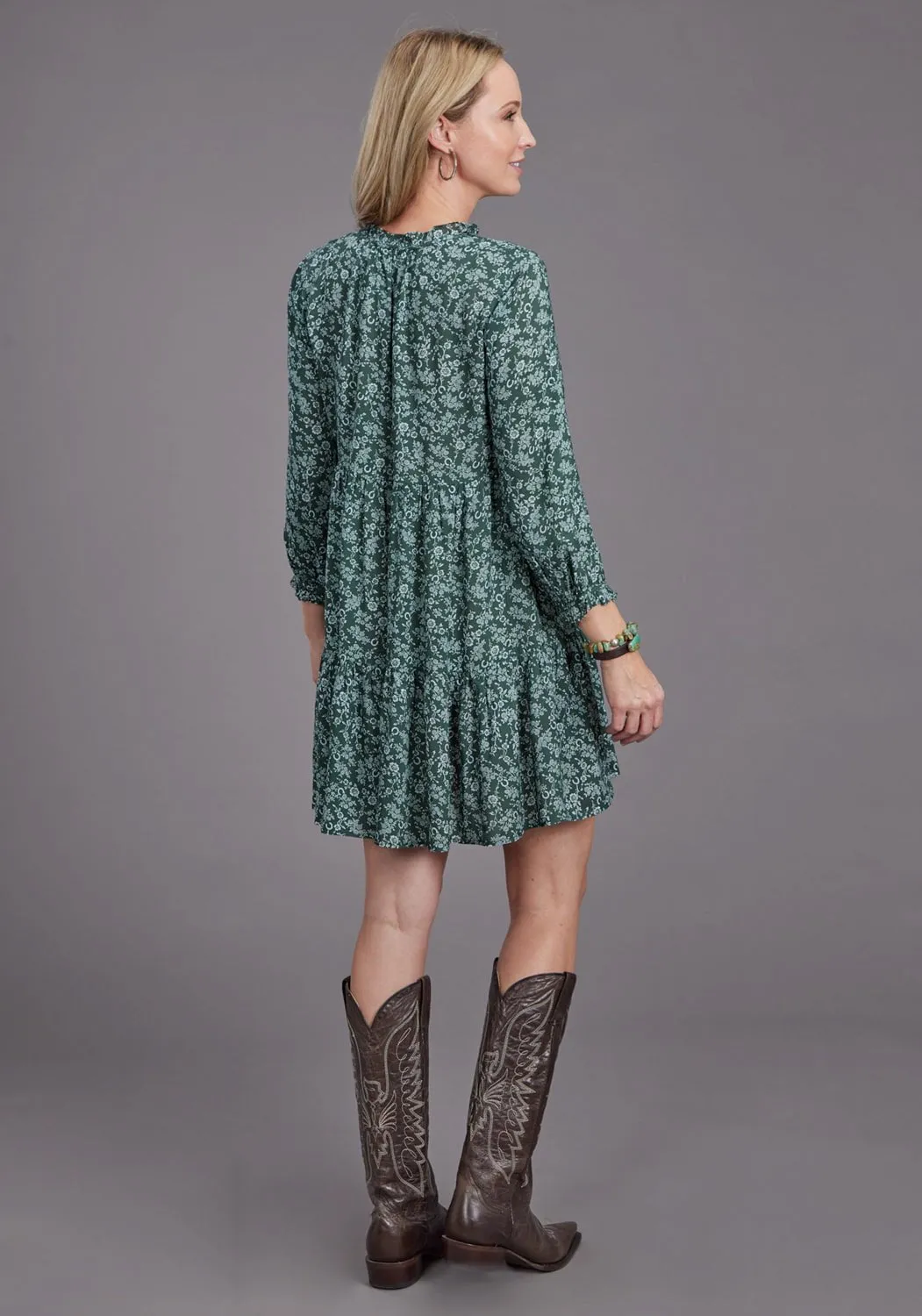 Casual Design Stetson Womens Lucky Littl Floral Green 100% Rayon S/S Dress