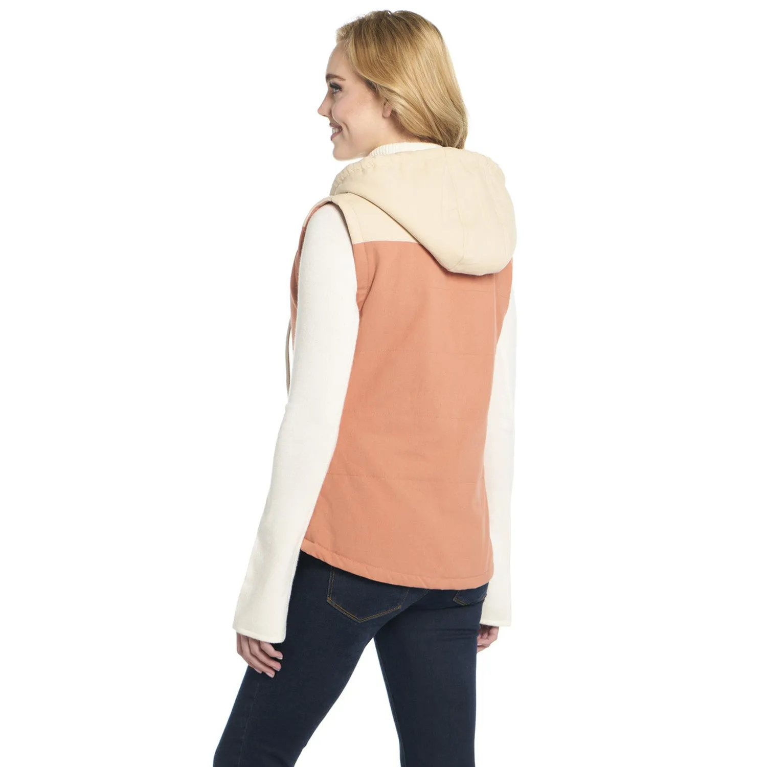Trend Setter Chill Outfit Casual Style Cripple Creek Womens Two-Toned Hooded CCP Coral Reef 100% Cotton Vest