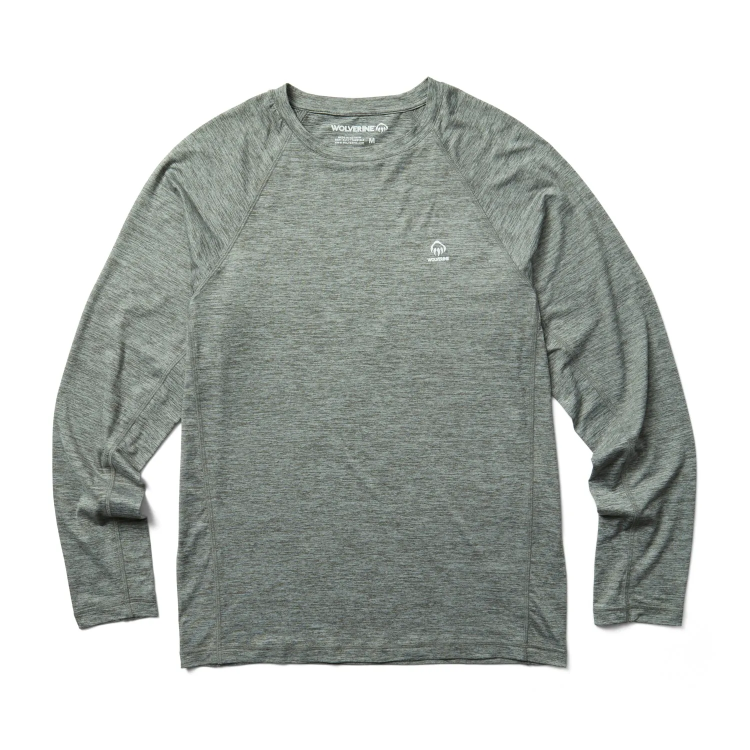 Relaxed Fit Ruffle Edge Wolverine Mens Gunmetal Heather Polyester L/S Sun-Stop Eco Tee