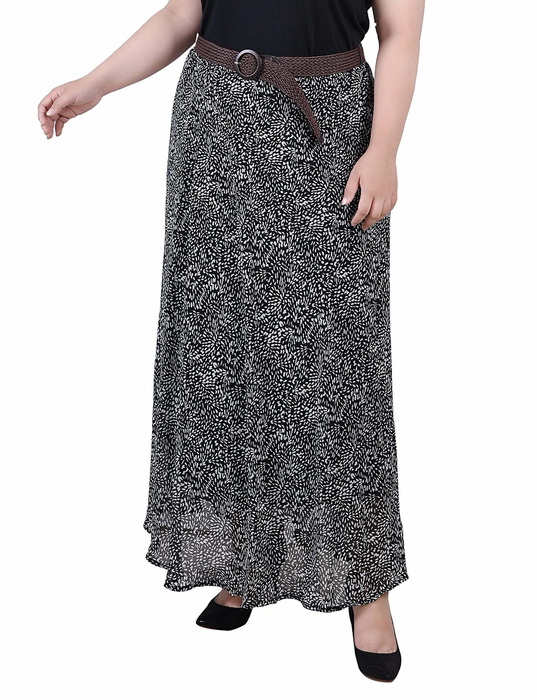 Light Motion Formal Aura Plus Size Chiffon Maxi Skirt