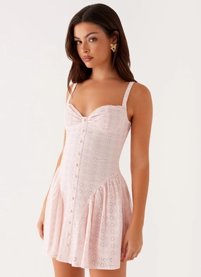 Sugar Plum Mini Dress - Peach Fully Lined Thermal-Lined Clean Structure Sugar Plum Mini Dress - Peach