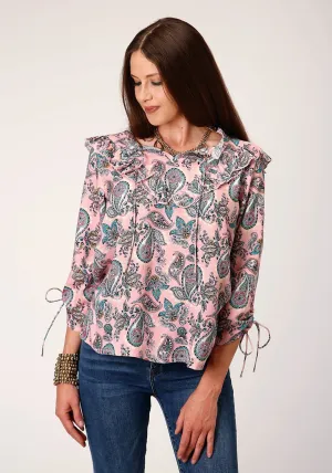 Summer Ready Roper Womens Pink Rayon/Nylon Victorian Paisley S/S Blouse Roper Womens Pink Rayon/Nylon Victorian Paisley S/S Blouse Thermal Regulation Fabric Affordable Fashion