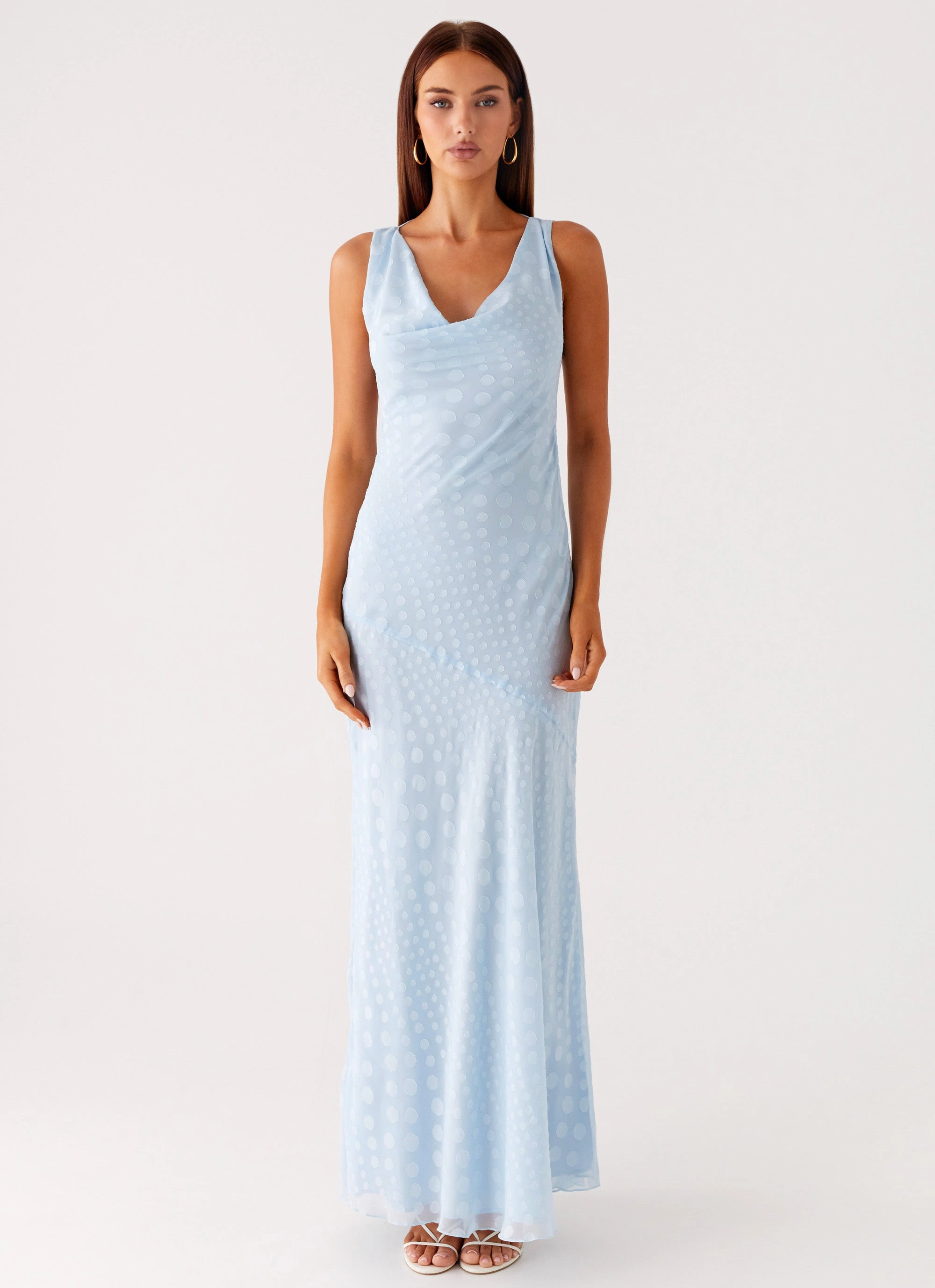 Flattering Shape Sundance Chiffon Maxi Dress - Blue