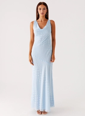 Sundance Chiffon Maxi Dress - Blue Trendy Everyday Flattering Shape Sundance Chiffon Maxi Dress - Blue