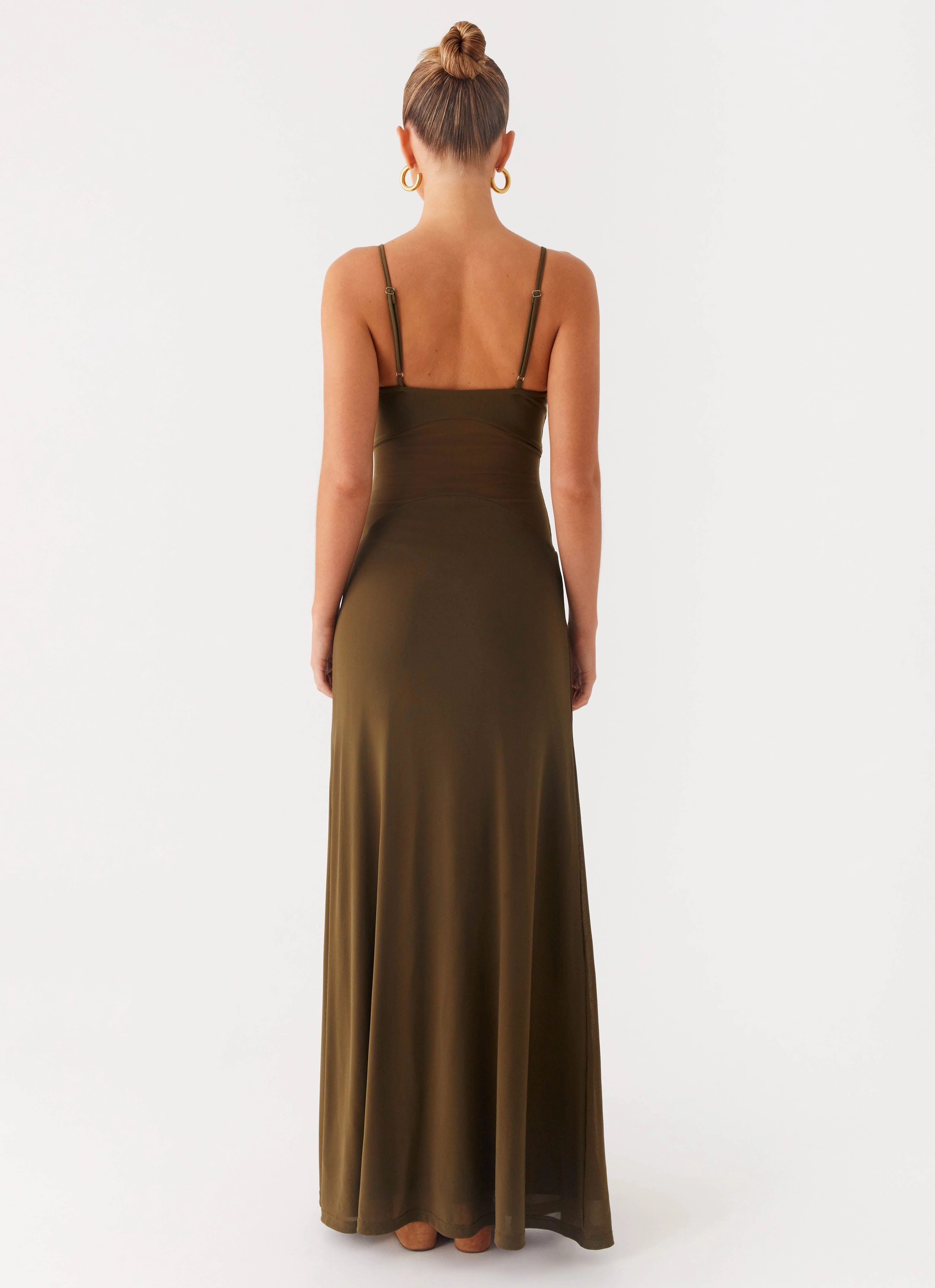 Soft And Comfortable Modern Waist Starfall Maxi Dress - Khaki