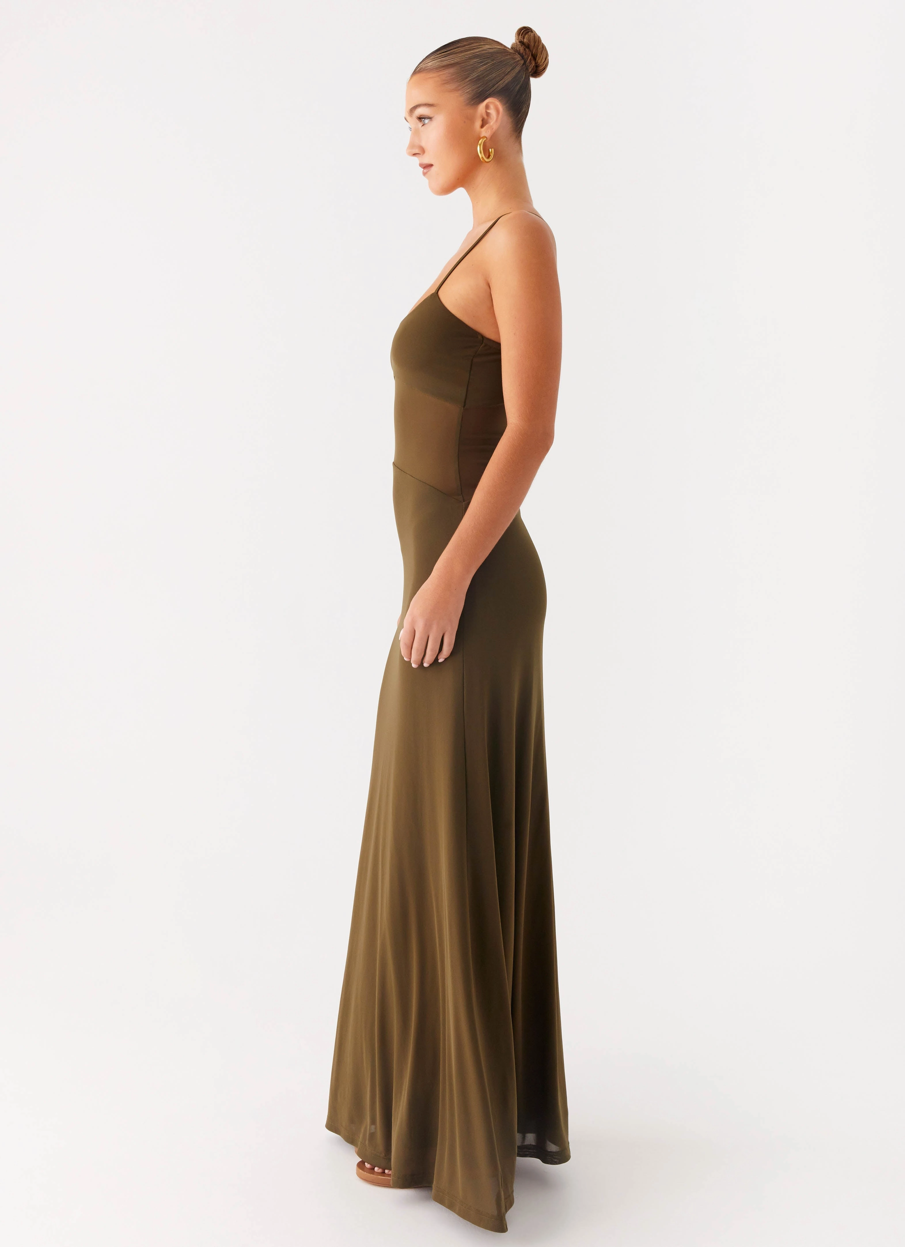 Starfall Maxi Dress - Khaki Layered-Look Relax Form
