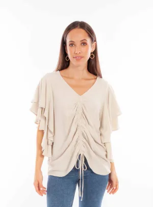 Sustainable Fabric Scully Womens Cinch Front Natural Rayon Blend S/S Blouse XL Casual Vibe No Slip Shoulder Grips Scully Womens Cinch Front Natural Rayon Blend S/S Blouse XL