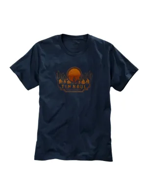 Sustainable Fabric Tin Haul Unisex Navy Blue 100% Cotton Sunset and Cactus S/S T-Shirt Sophisticated Elegance Midweight Textile Tin Haul Unisex Navy Blue 100% Cotton Sunset and Cactus S/S T-Shirt
