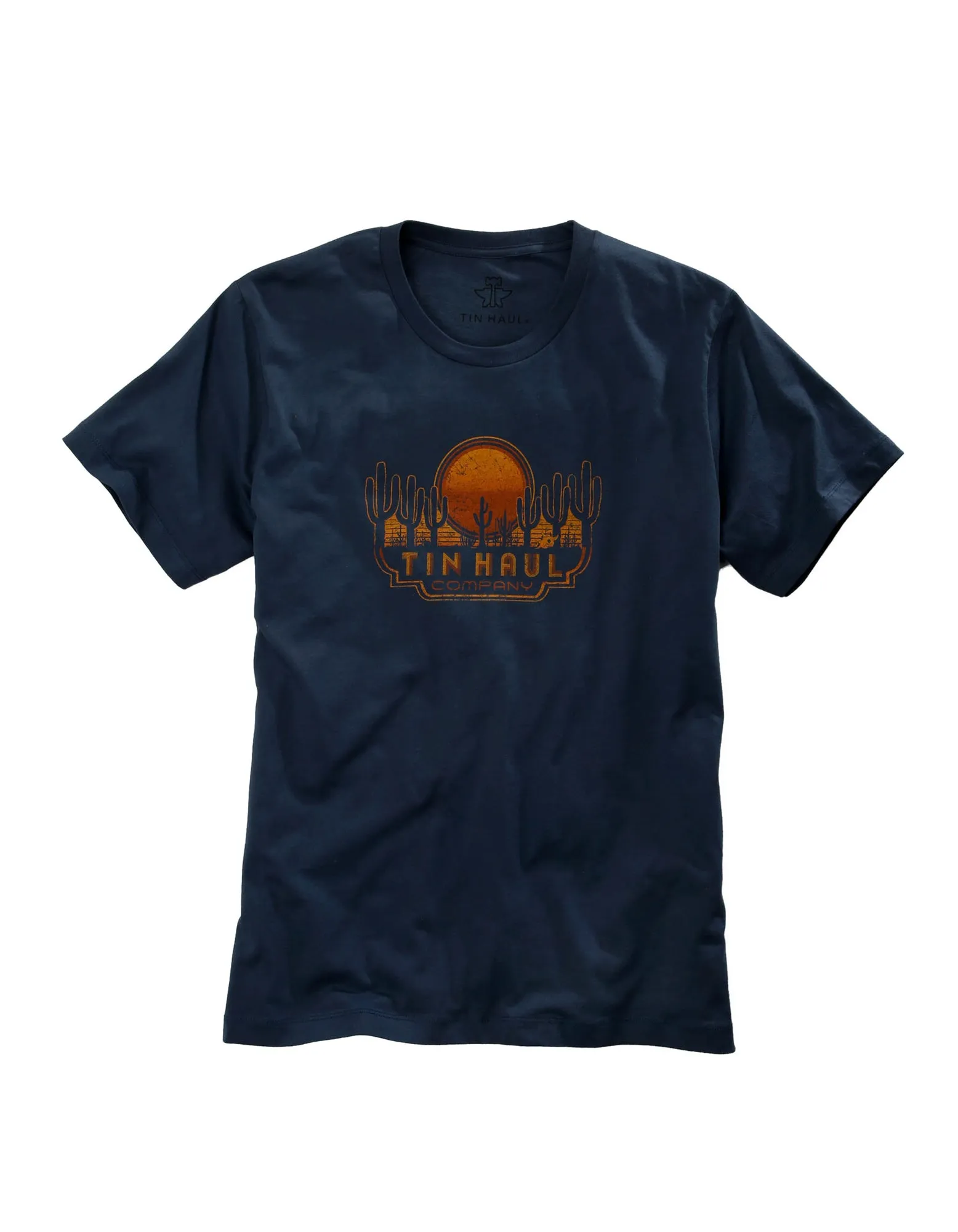 Tin Haul Unisex Navy Blue 100% Cotton Sunset and Cactus S/S T-Shirt birthday celebration On-The-Go Style