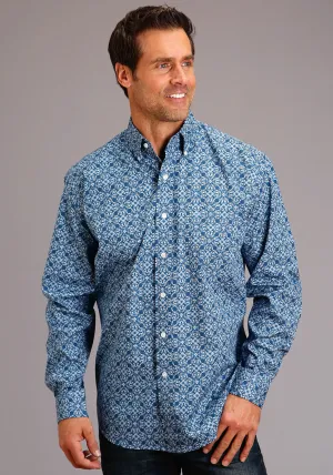 Sustainable materials Stetson Mens Blue 100% Cotton Baroque BD L/S 1 Pocket Shirt Non-irritating Stetson Mens Blue 100% Cotton Baroque BD L/S 1 Pocket Shirt