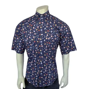 Sustainable Option Rockmount Mens Solar System Print Navy 100% Cotton S/S Shirt Rockmount Mens Solar System Print Navy 100% Cotton S/S Shirt Layering Essential Geometric Design