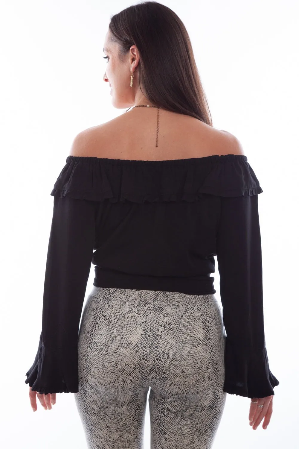 Tagless label Scully Womens Drapey Silhouette Black 100% Rayon L/S Tunic