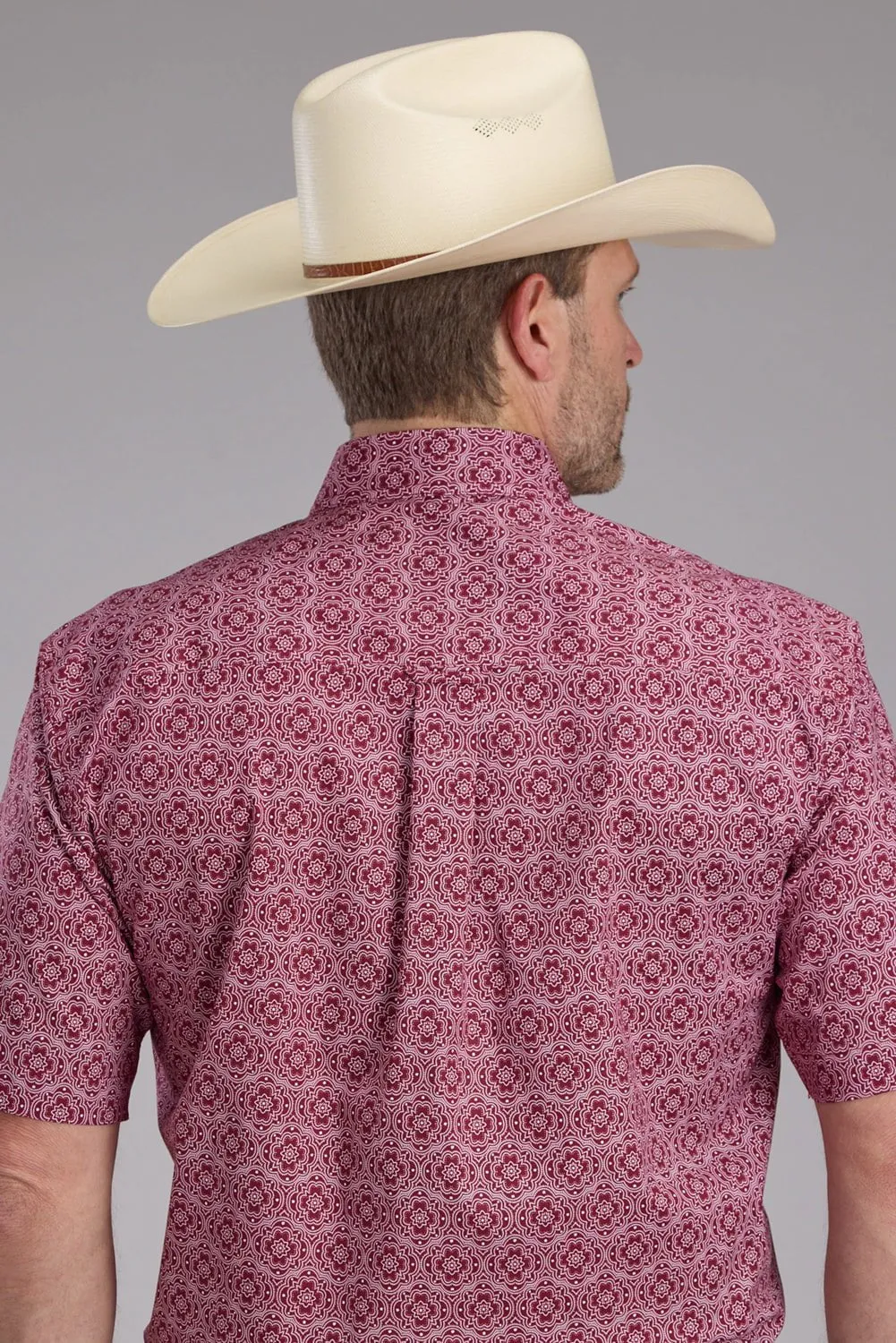 Roper Mens 2386 Medallion Paisley Red Cotton Blend 1 Pkt S/S Shirt Sustainable production Weekend Outing
