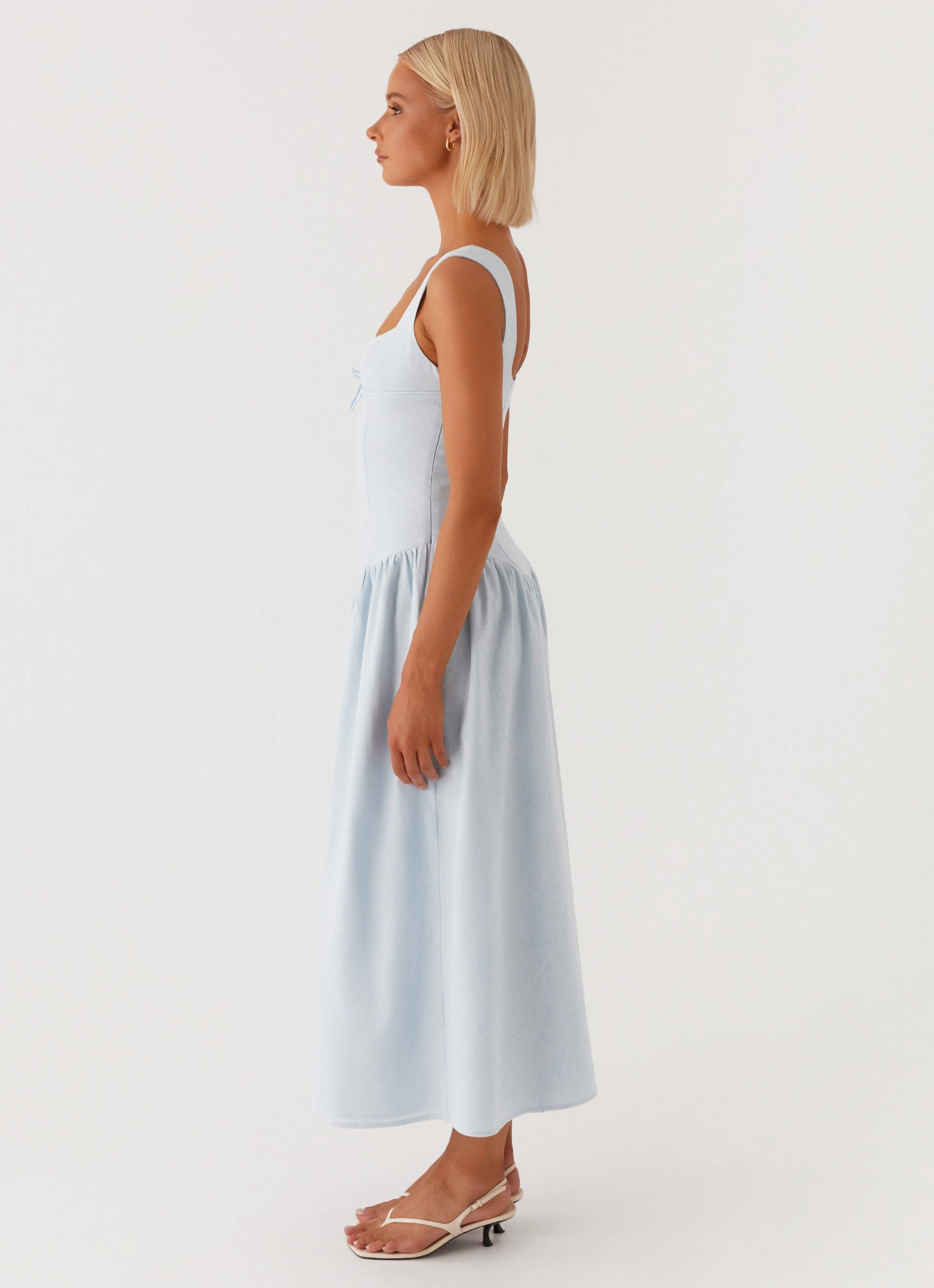Weekend Edge Sleek Drape Suzie Midi Dress - Blue