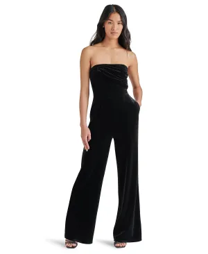 Swanilda Velvet Jumpsuit in Black Twist Front Swanilda Velvet Jumpsuit in Black Boxy-Style