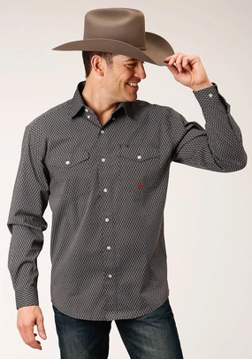 Sweat Absorbent Roper Mens Olive Cotton Blend Diamond Neat BD L/S Btn Shirt Roper Mens Olive Cotton Blend Diamond Neat BD L/S Btn Shirt Clean Edge Trim